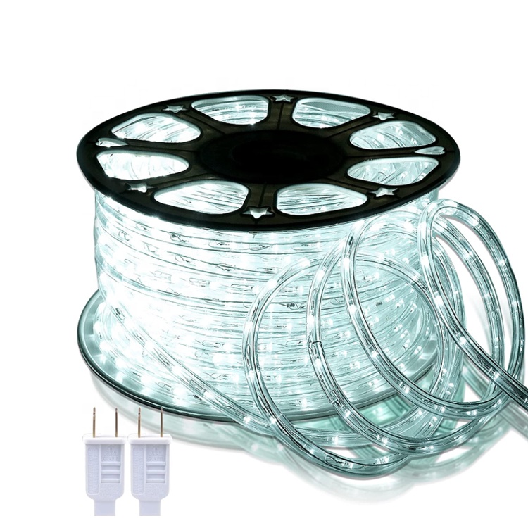 LED Rope Lights Led Light Rope 110V 6500k Daylight White Led Strip Lights Cuttable Connectable with 2 Wire