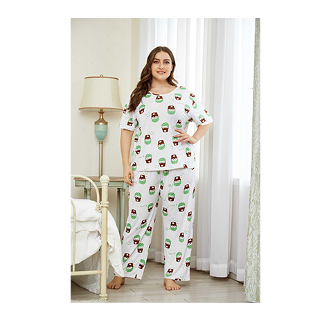 Dropship Breathable Cartoon Plus Size Women's Sleepwear Home Clothes Pajamas Plus Size Women's Sleepwear