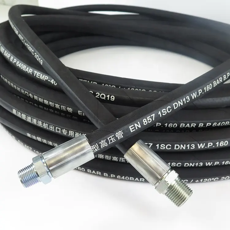 High Pressure Washer Hose Stainless Steel Wire Braided High Pressure Washing Flexible Washer Hose 1/2 Inch 400bar 5800psi