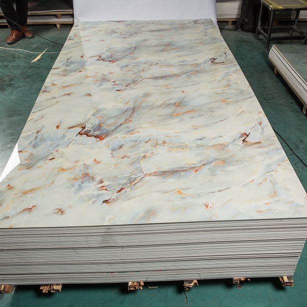Interior walls decoration PVC marble effect wall panels