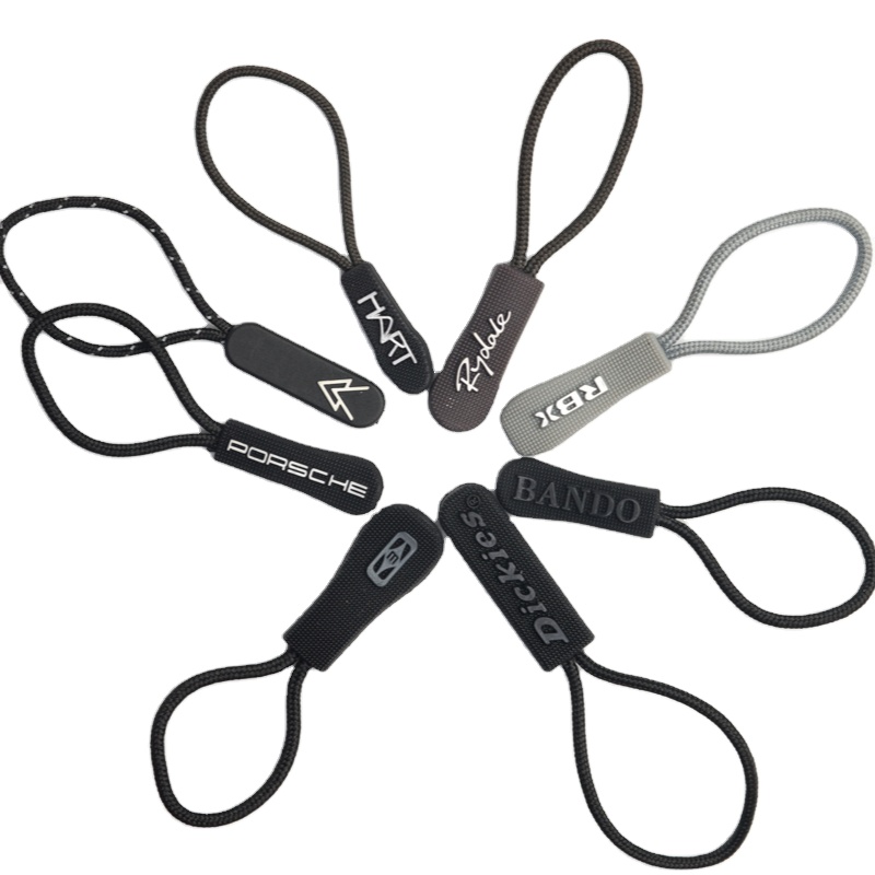 Stock rubber silicone pvc logo plastic round zipper puller slider and puller with logo for bag ready to ship