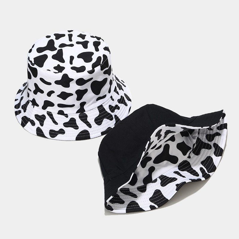 Wholesale A fisherman's bucket hat with a cow pattern suit for everyday wear Cartoon Pattern for Men Women