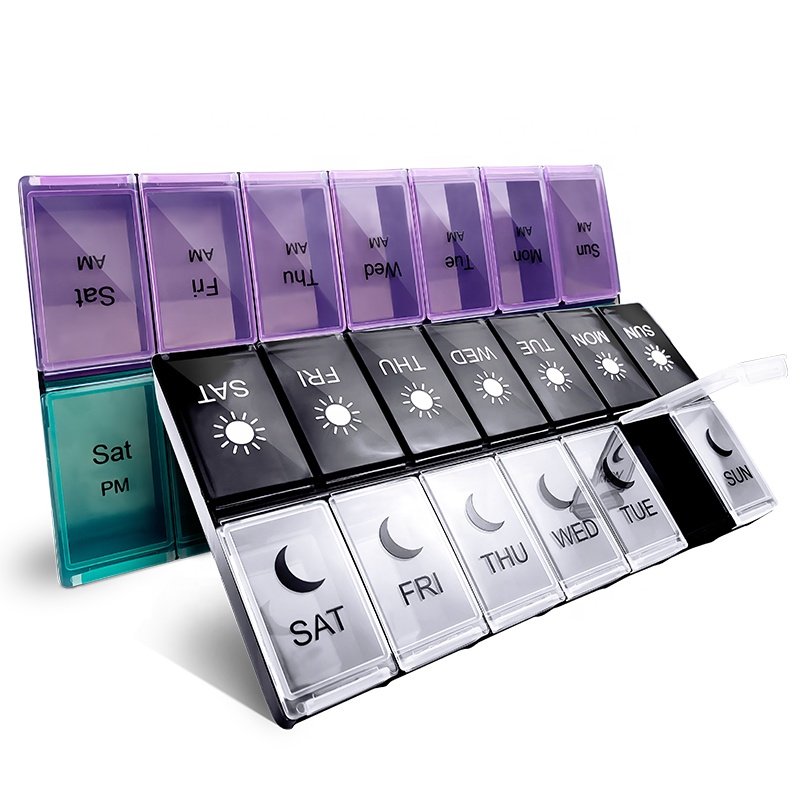 Weekly Pill Organizer 2 Times a Day Am Pm Large Compartment Pill Organizer