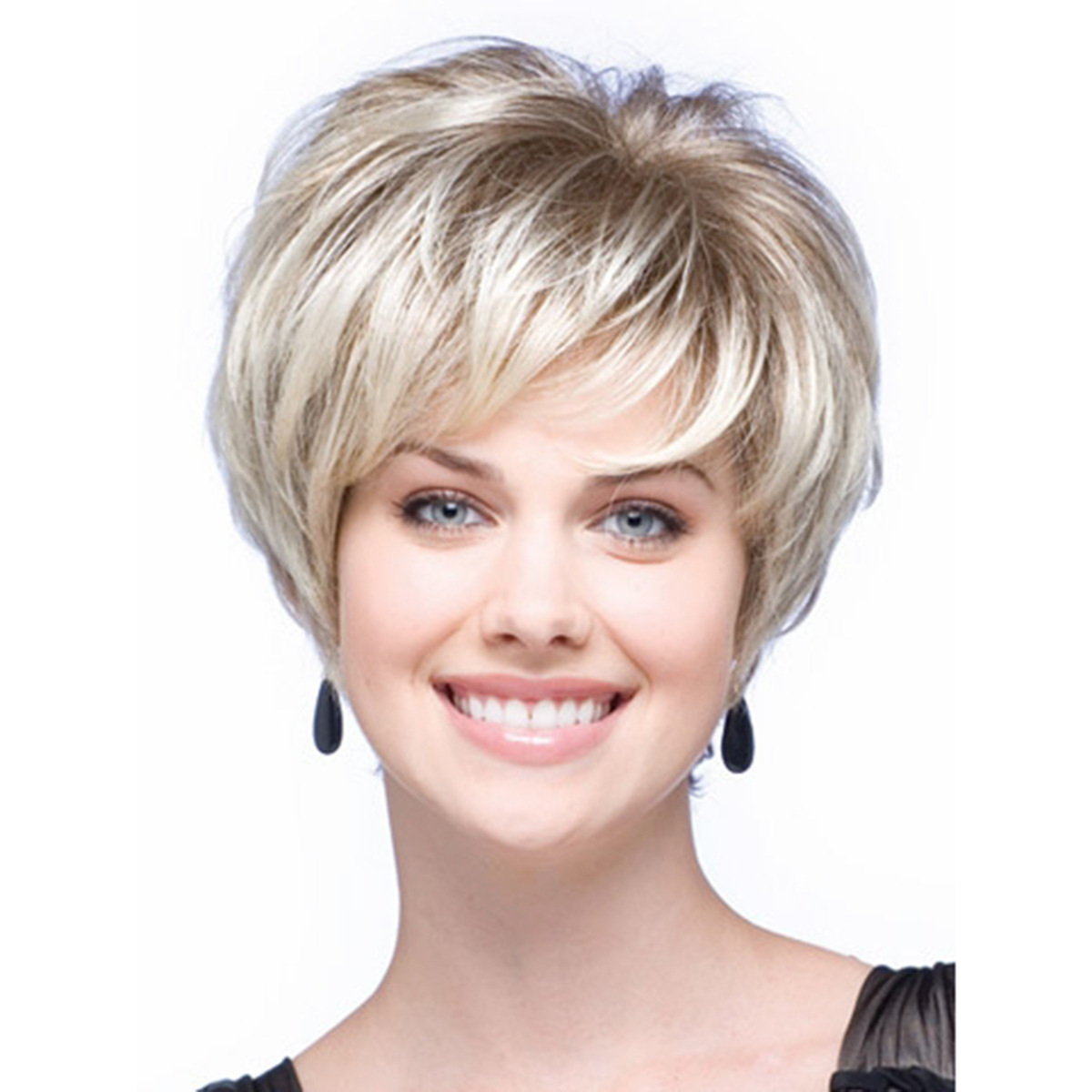 Human synthetic hair wigs European and American fluffy short bangs for black women
