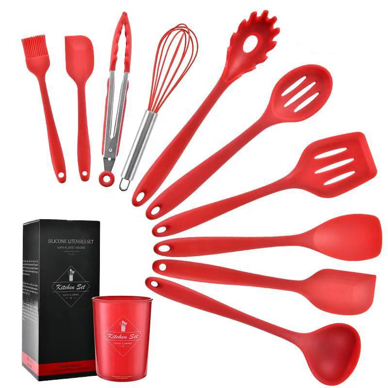 Amazon Top Selling Baking Cooking Tools Silicon Spatula 10pcs Silicone Kitchen Utensils Set