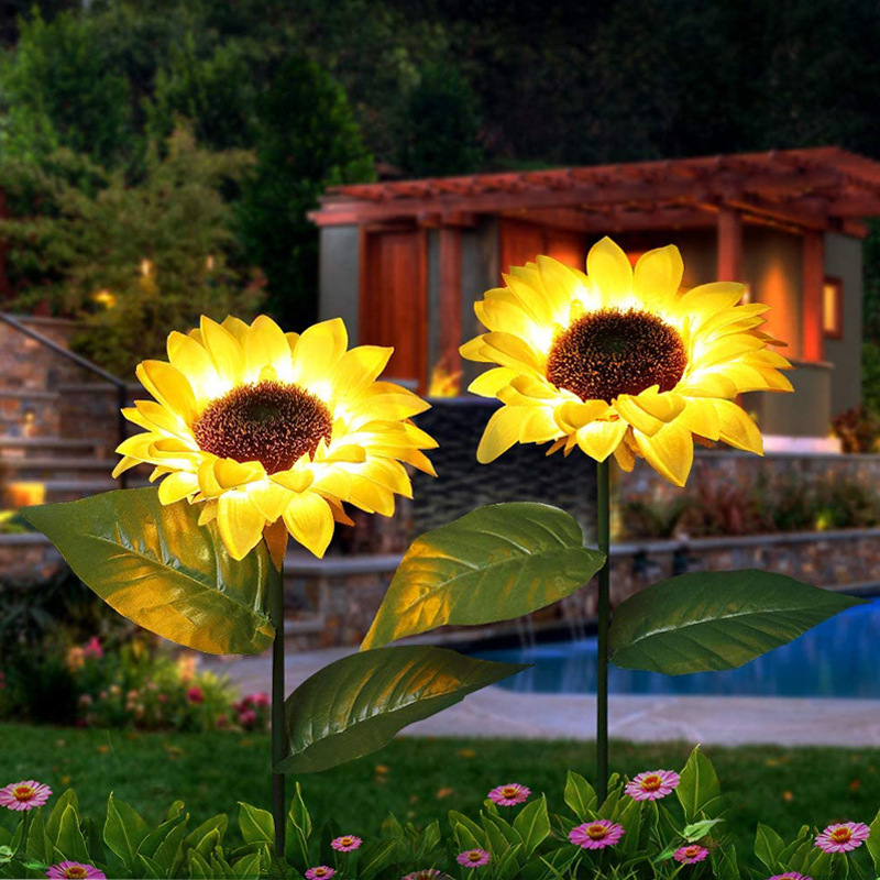 Outdoor Garden Decoration Lawn Light Solar Sunflower Garden Light 10 LED Ground Simulation Flower Light