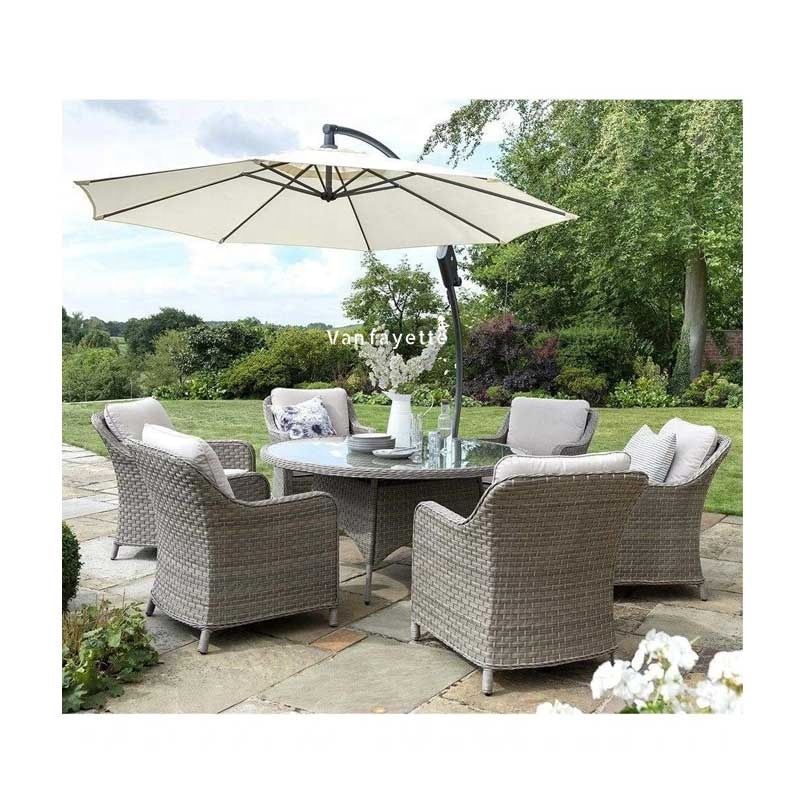 Round Table Outdoor Dining Sets Patio Rattan Dining Set for 6 Round Outdoor Famous Wicker Set for Garden Table and Chairs