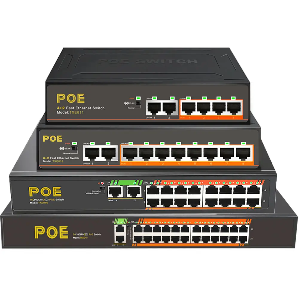 48V gigabit ethernet switch 10/100M PoE+2Port Uplink Ethernet Switch for IP Camera