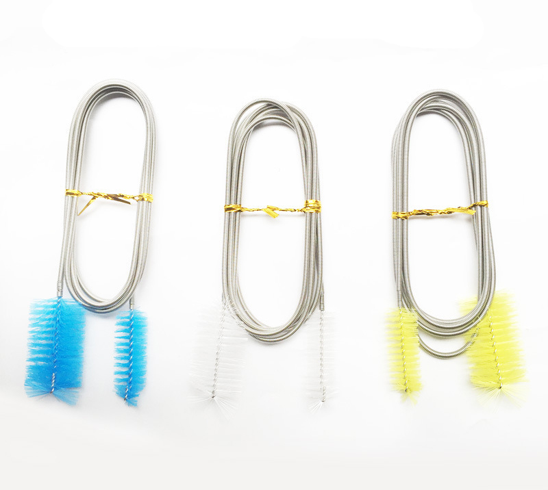 New Lily Pipe Air Tube Stainless Steel Bent Tube Double Head Brush Fish Tank Cleaner Aquarium Cleaning Brush for Water Hose