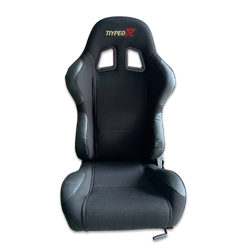 Black cloth+pvc material universal sport car adult racing seat with single adjuster and slider