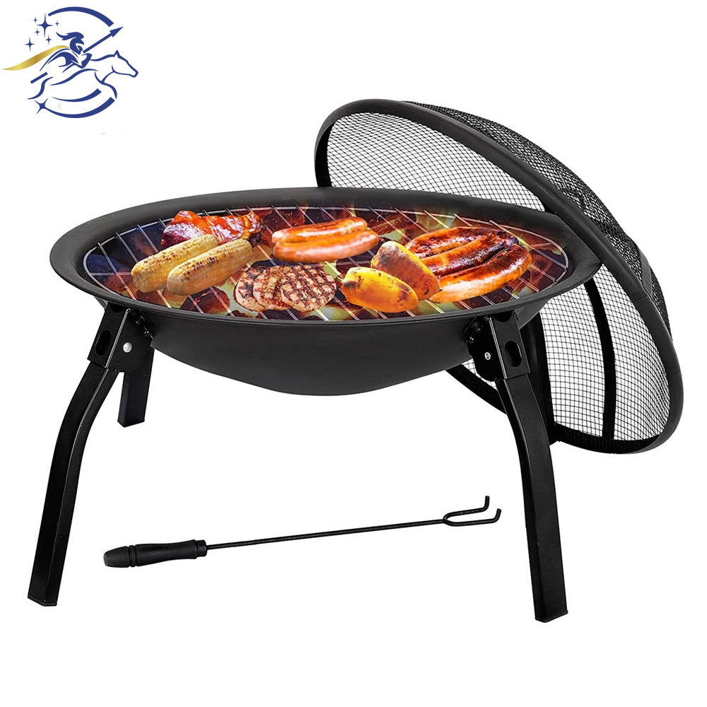 Portable Foldable Outdoor 3 legs Fire Pit Folding Round Fireplace Barbecue Fire Pit