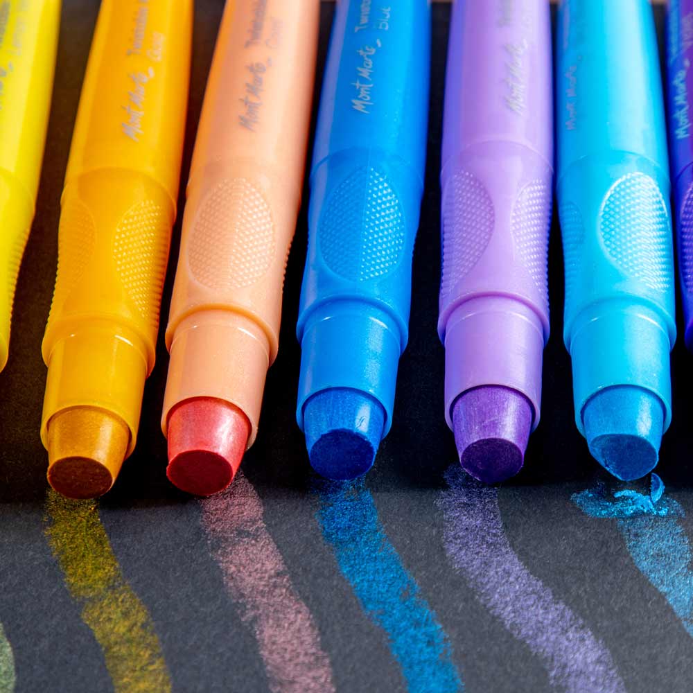 Mont Marte Twistable Metallic 12pc crayon set artist markers