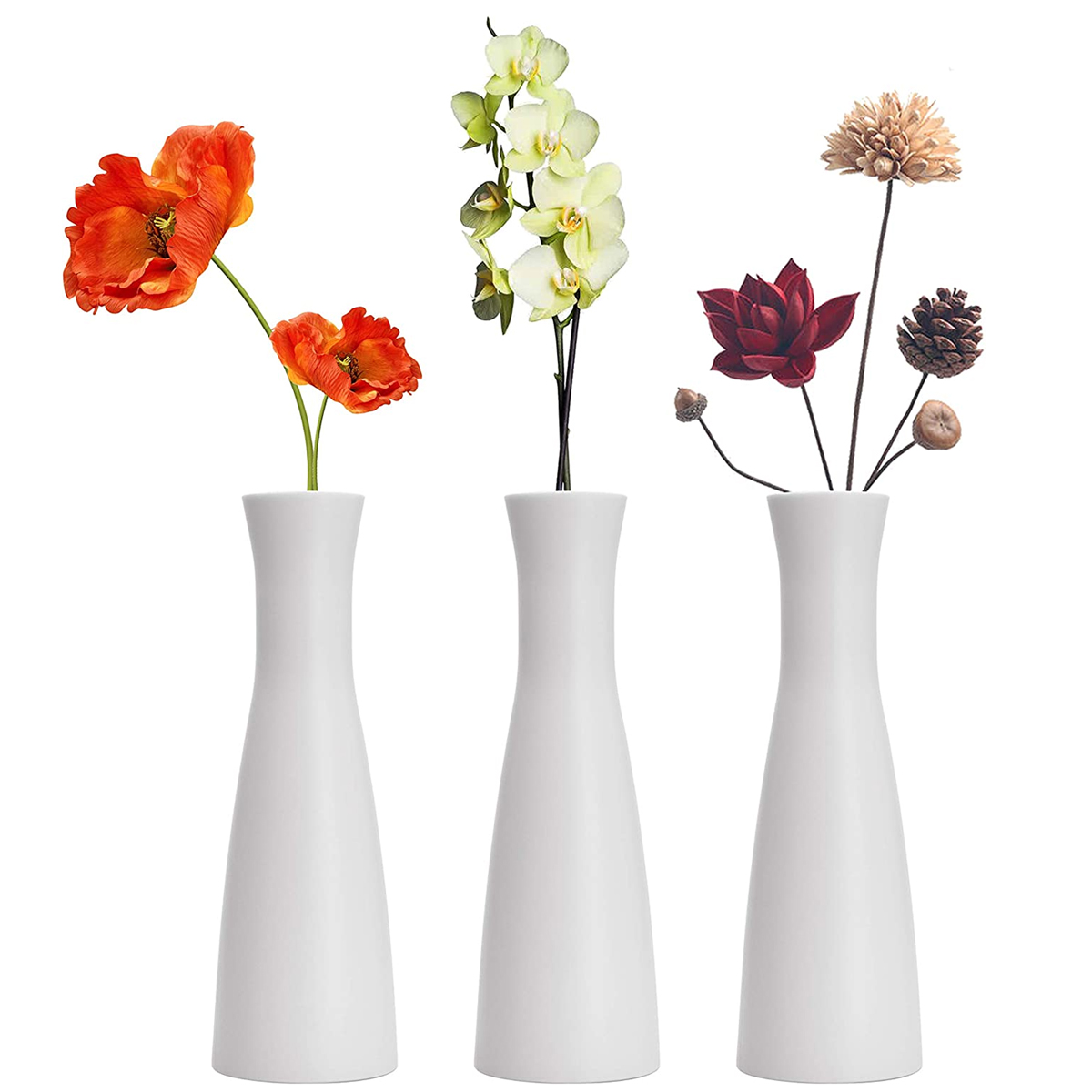 High Quality Plastics Flower Vase Nice Unique Glazed Plastics Flower Vase Customized Logo Connected Tubes Whilte Porcelain Vas