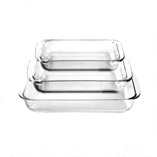 Microwave Safe Rectangular Glass Baking Dish Borosilicate Glass oven Safe Tray Serving Bakeware Set