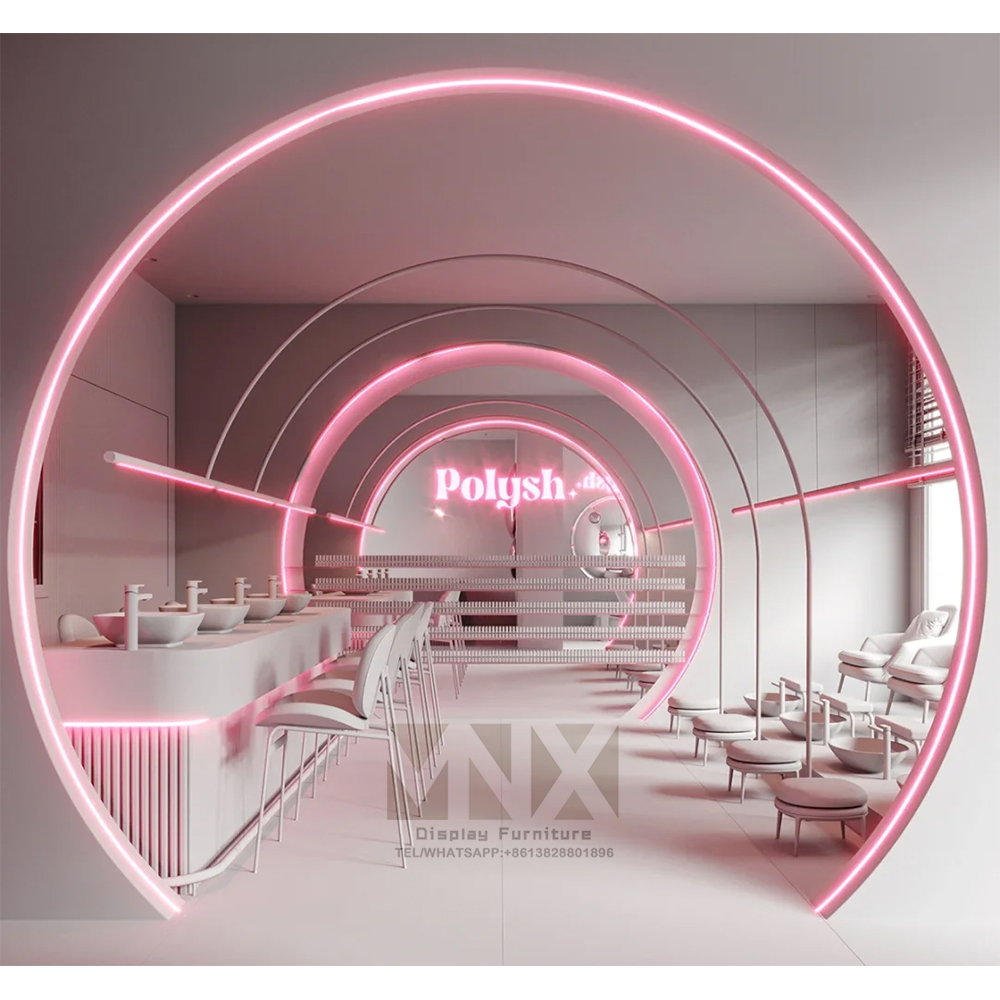 Elegant design nail salon store display furniture decorative beauty salon interior design with nail table