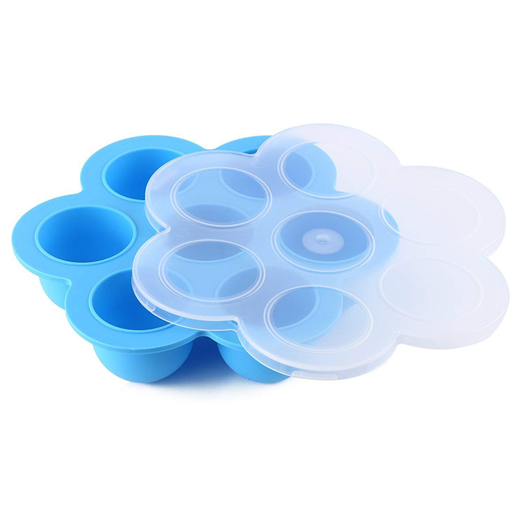 Silicone Egg Bites Molds with Lid Food Storage Container Baby Food Freezer Trays