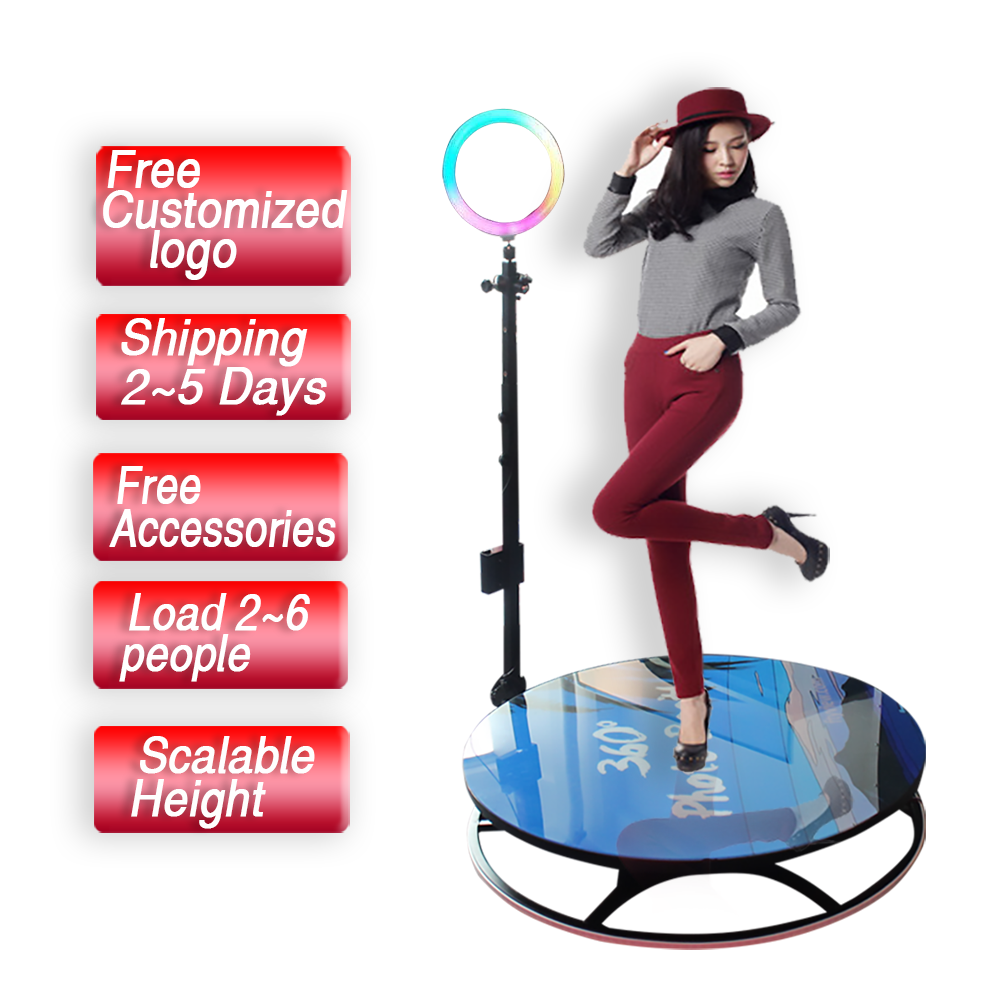 360 Degree Photo Booth Intelligent Remote Control RGB Light Slow Motion Rotating 360 Photo Booth