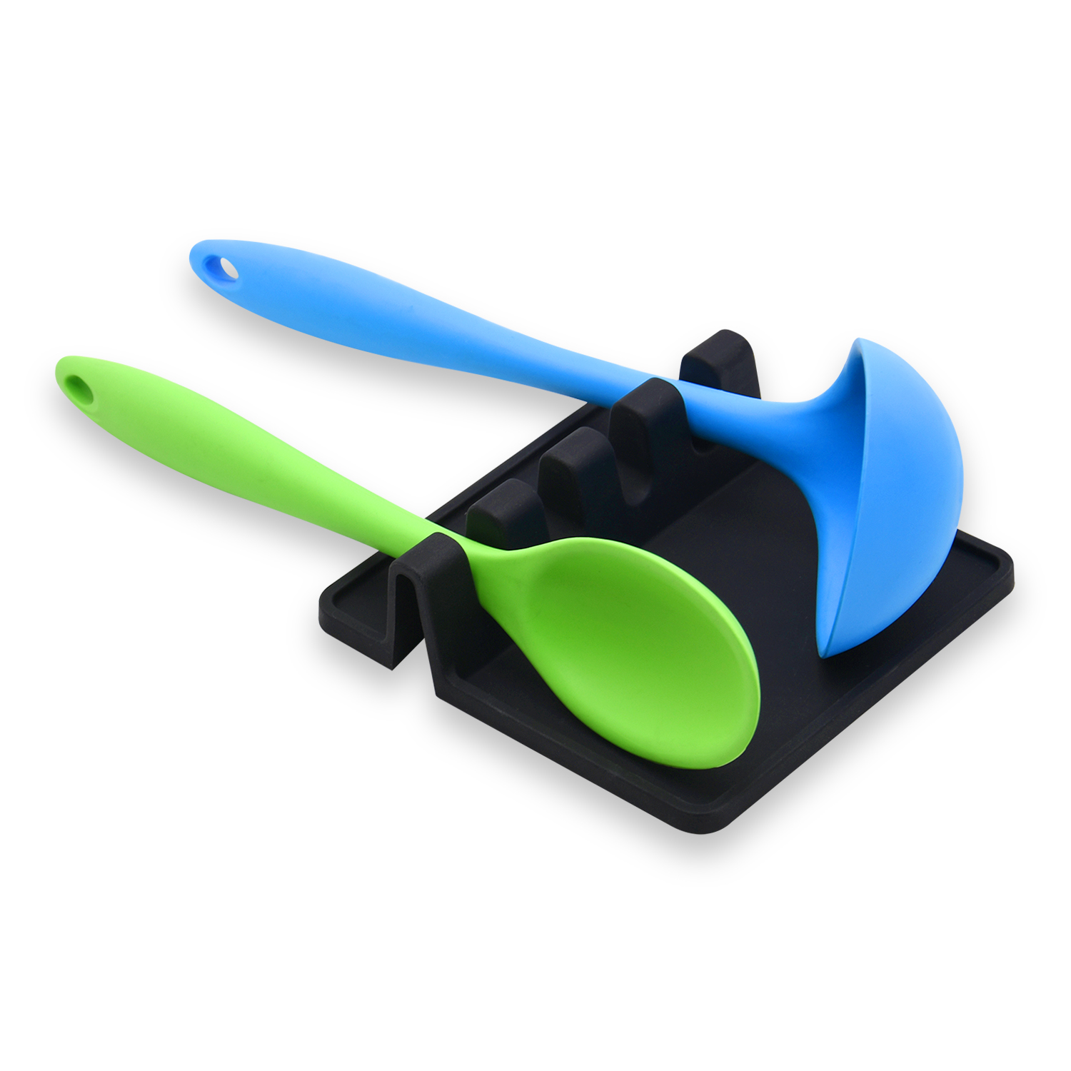 Amazon Hot Sale Heat-Resistant Spoon Holder for Stove Top Kitchen Multiple Silicone Utensil Rest with Drip Pad