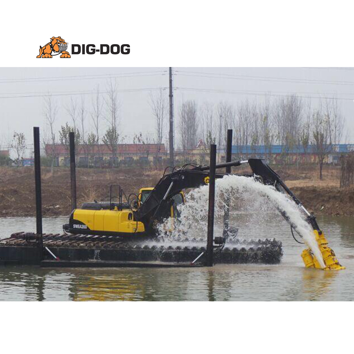 DIG-DOG amphibious excavator dredge steel floating pontoon