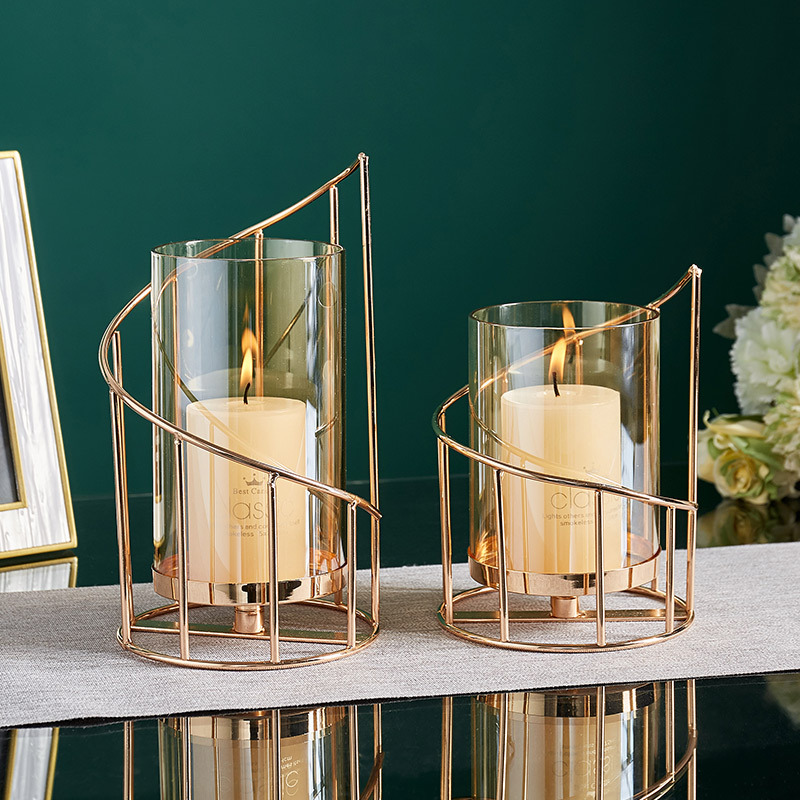 Holders Anterns And Jars Metal Gold Stick Tea Light Geometric Glass Candlelight Dinner Props Other Candle Holder