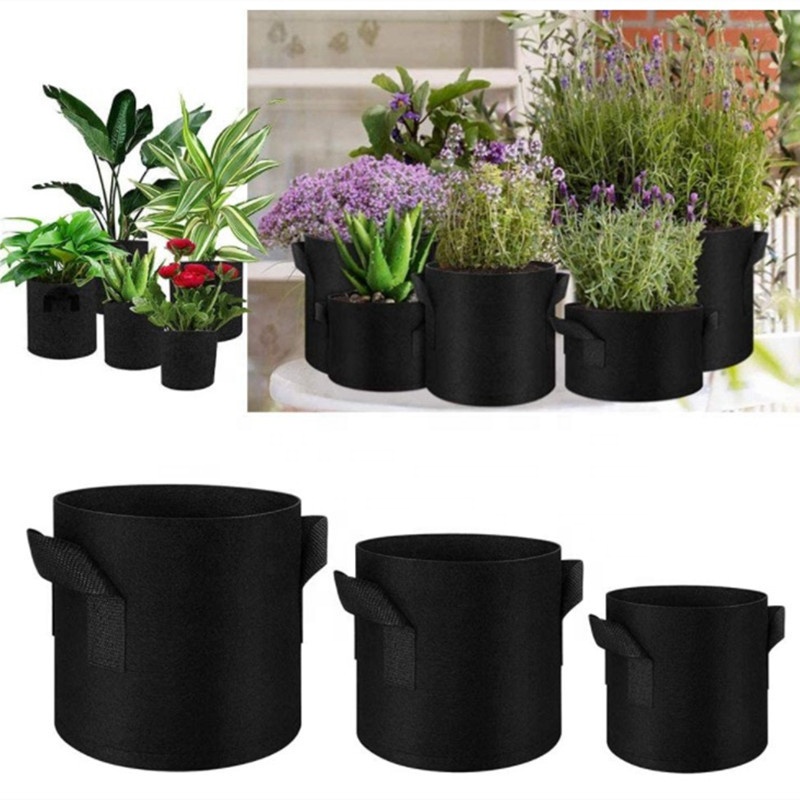 Vegetable Flower Plant Grow Bags Non-woven Fabric Aeration Fabric Pots with Handles Heavy Duty Plant Bags