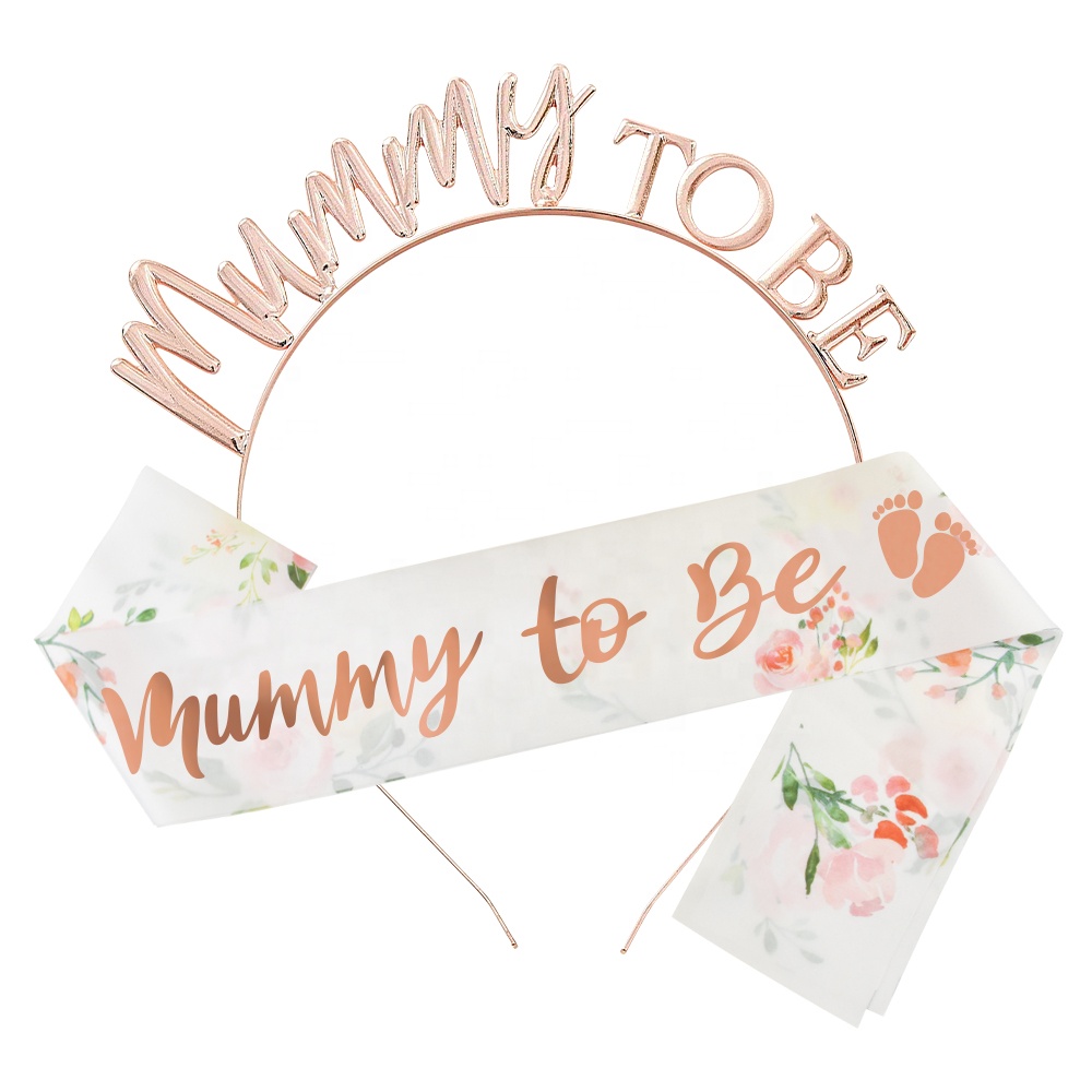 New arrival baby shower supplies mommy to be sash and alloy rose gold headband kit