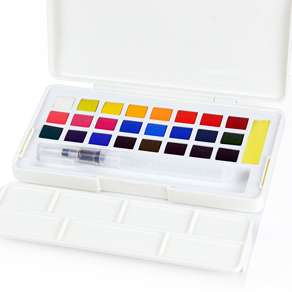 2020 New Watercolor Field Sketch Set 24 Assorted Colors with Water Brush