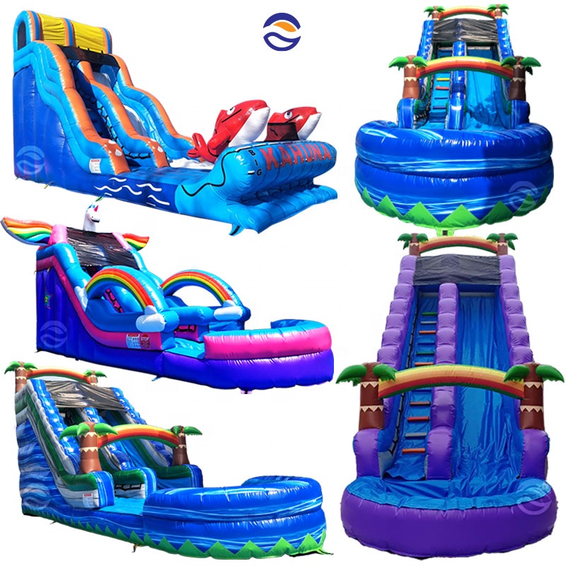 palm tree commercial kids waterslide pool adult size water slide backyard inflatable bounce house combo slide with pool