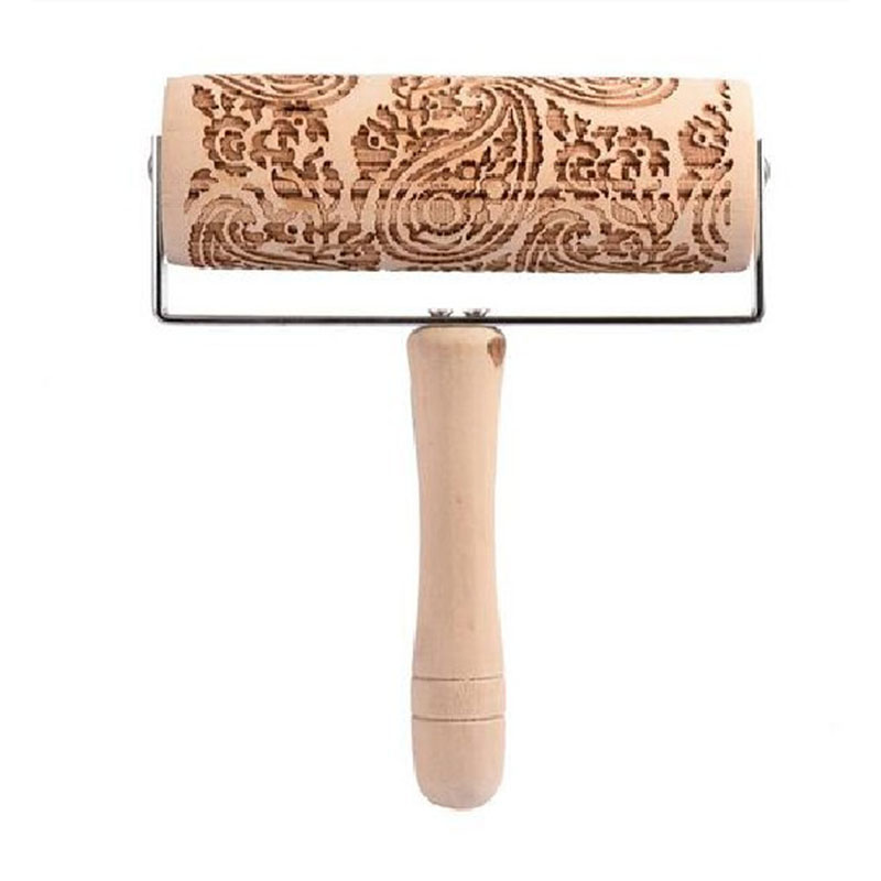 Amazon Christmas Rolling Pin Engraved Carved Wood Non-Stick Bakeware Fondant Rolling Pin Pastry Tools
