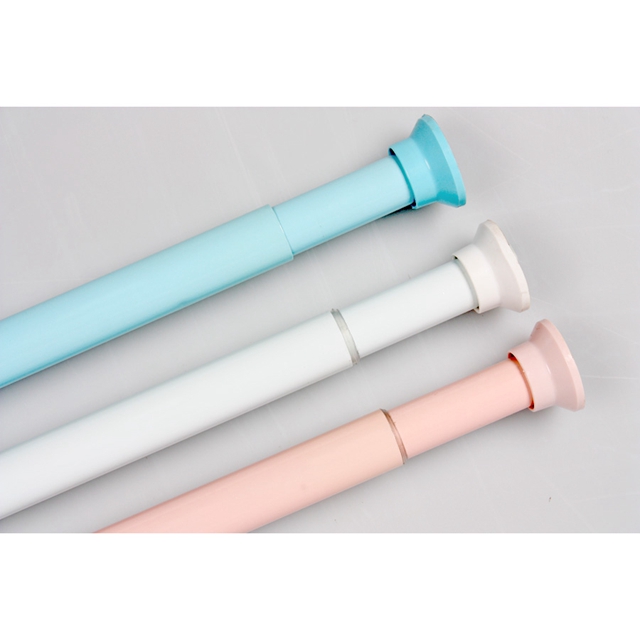 Adjustable Alumium Shower Telescopic Curtain Rod With Plastic Covers
