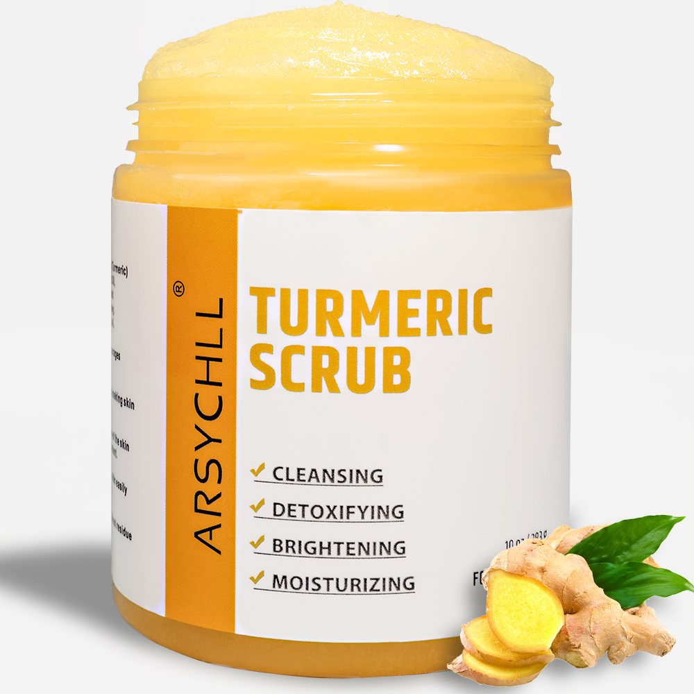OEM Wholesale Custom Logo Natural Organic scrub facial Vegan Bath Cleansing Whitening Exfoliating Turmeric face Body Scrub