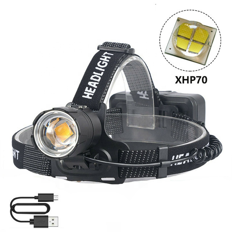 Высокомощный светодиодный налобный фонарь XHP70.2, перезаряжаемый через USB, масштабируемый налобный фонарь, фонарь для улицы, другой фонарь для кемпинга, походный, необходимый