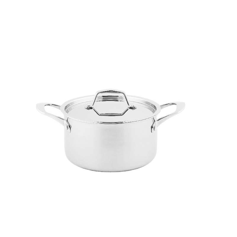 Hot sale classic 24cm stainless steel cooking pot triply casserole with glass lid hotpot