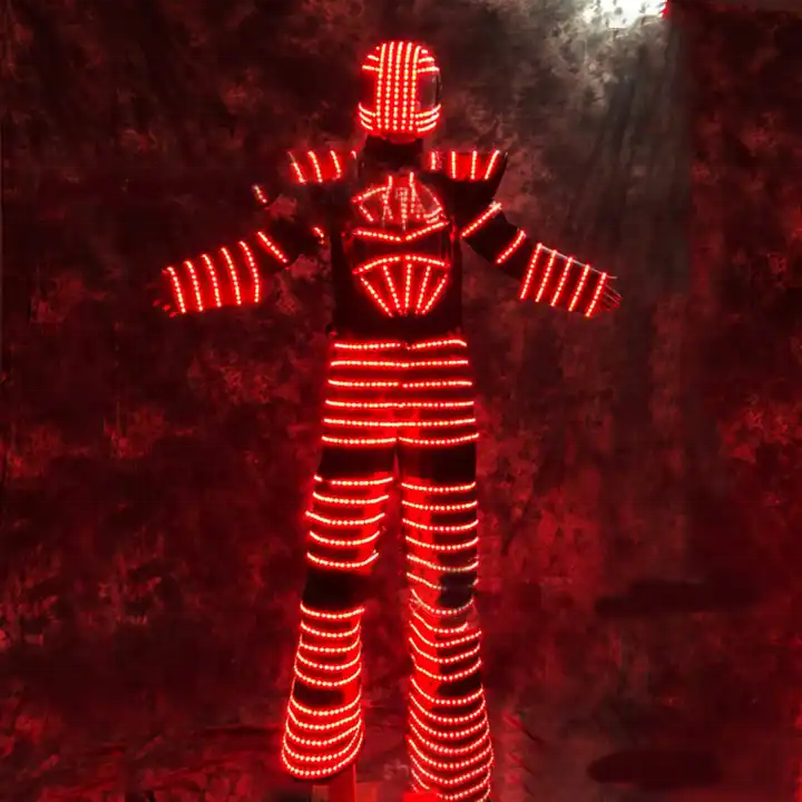 FUNTOYS Luminous Robot Dance Costumes LED Costume Light Suits Programming Controller Sets Helmet Halloween Cosplay Nightclub