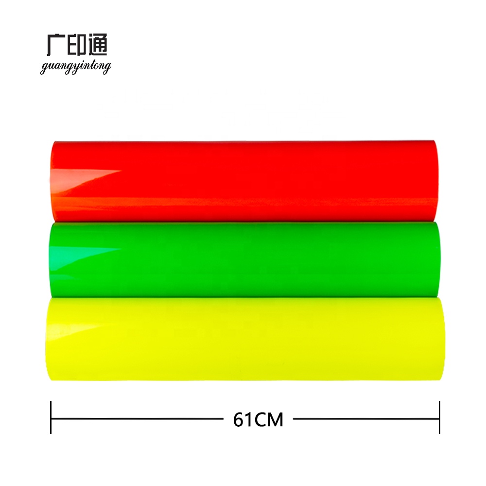 Guangyintong PU fluorescent series heat transfer roll silhouette during the day for shirt printable htv for dark fabrics