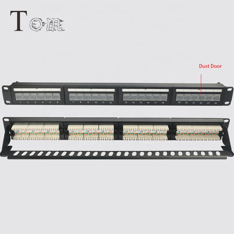TOM-PN-18 CAT5E/CAT6/CAT6A неэкранированный сетевой оптическая распределительная рама со спинкой, бар, 110IDC и двойным iidc с пыленепроницаемым дверные патч-панель