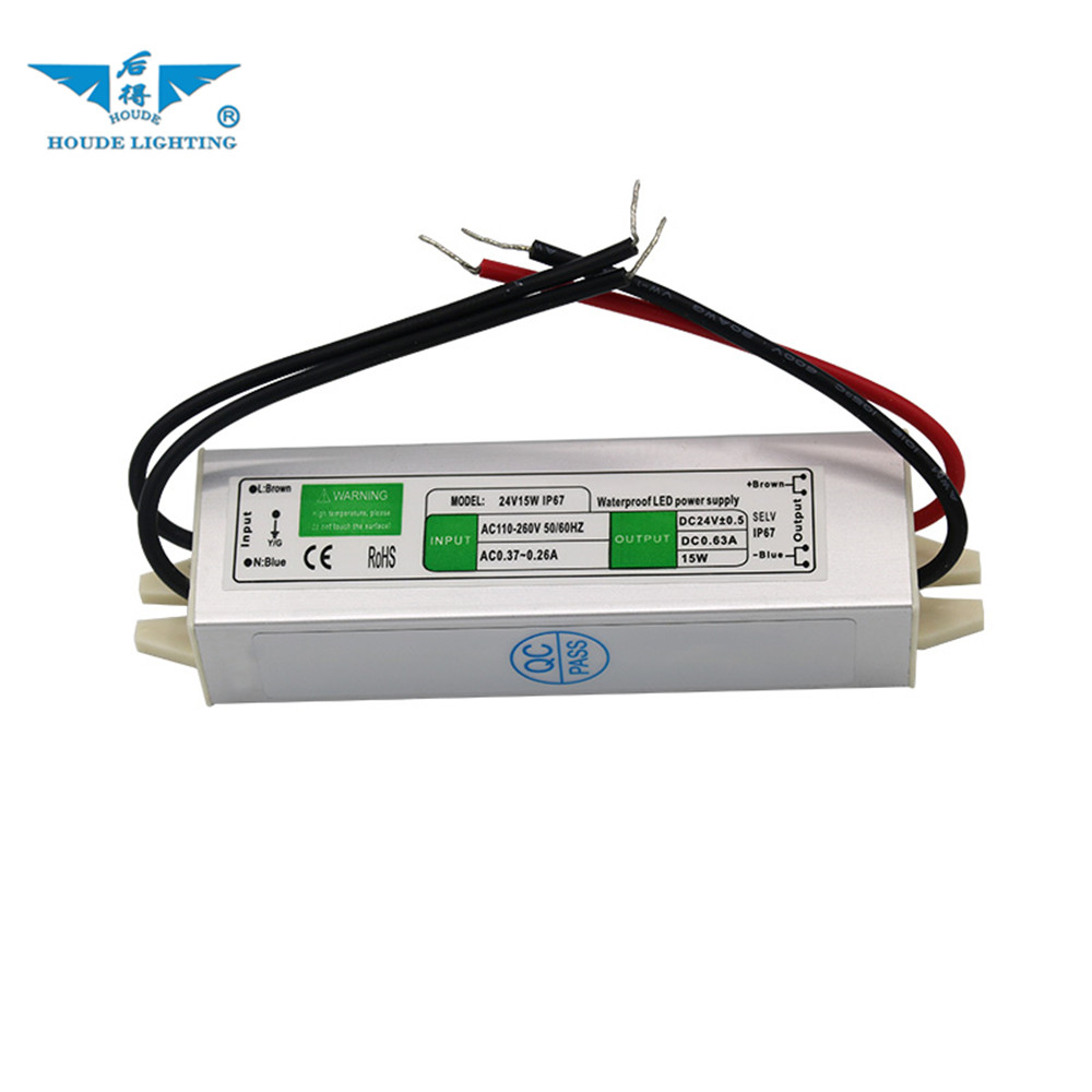 Входное напряжение 90-245VAC выход 0.625A 24V 15 ватт водонепроницаемый IP67 Импульсный Трансформатор питания