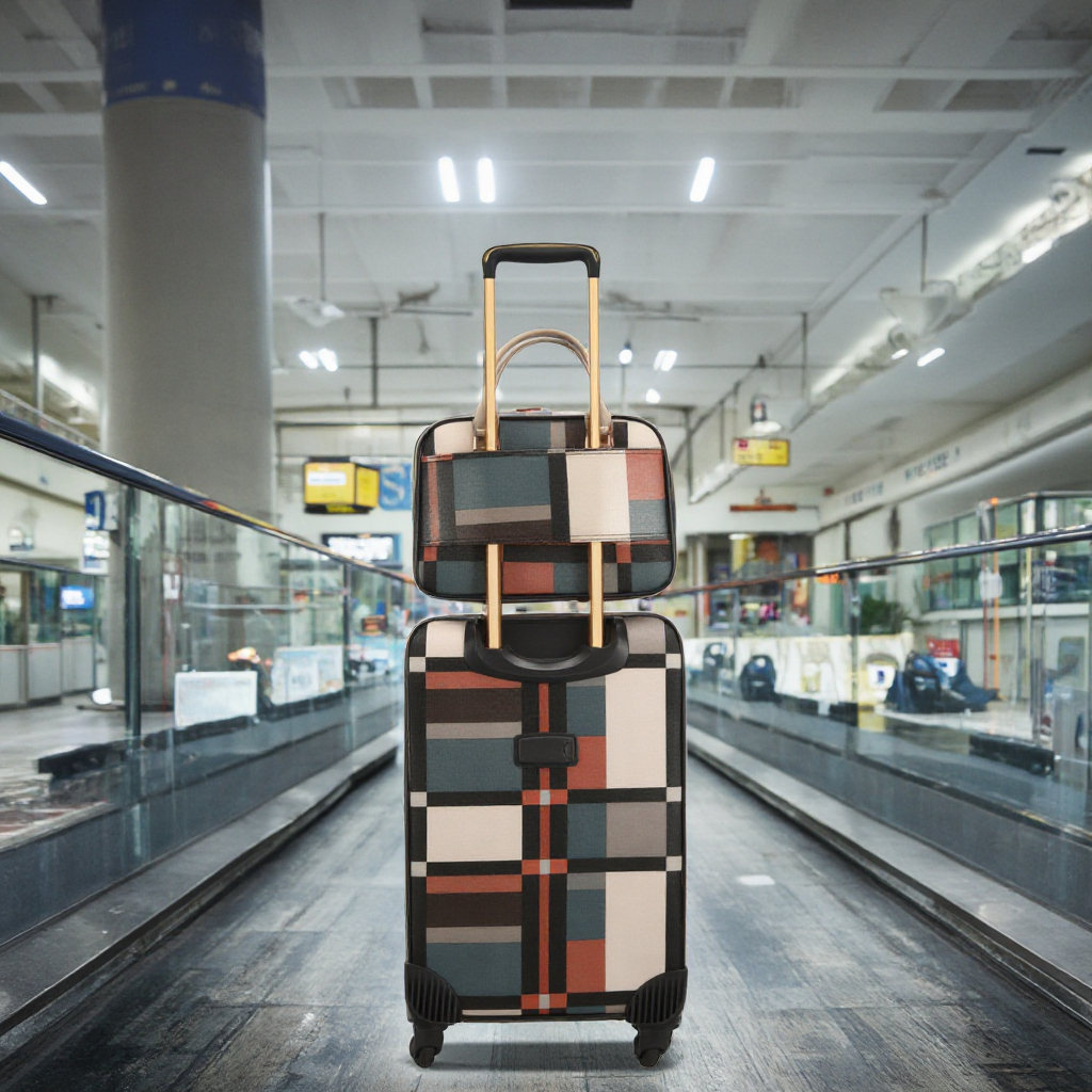 Unisex Luxury Leather Suitcase Luggage with Spinner Caster Business Travel On-Wheel PU Material