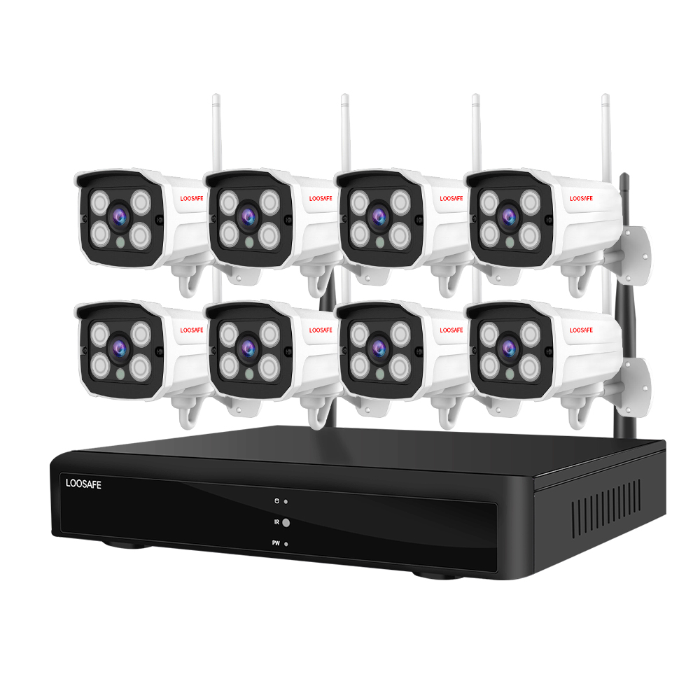 LOOSAFE 8CH Wi-Fi камера NVR Kit ONVIF 1080P H.265x двухстороннее аудио система видеонаблюдения Беспроводные 8 камер