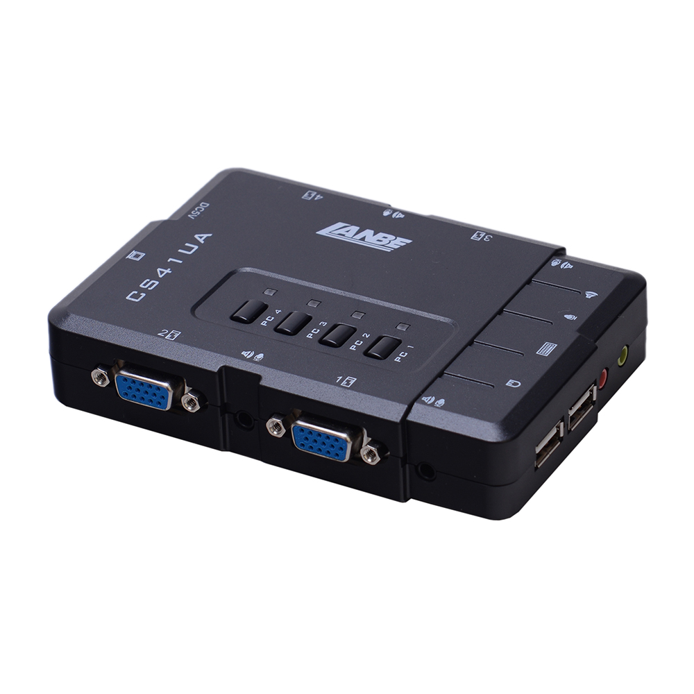Уникальный дизайн горячая распродажа 4 порта VGA/USB Настольный KVM переключатель пластиковый корпус