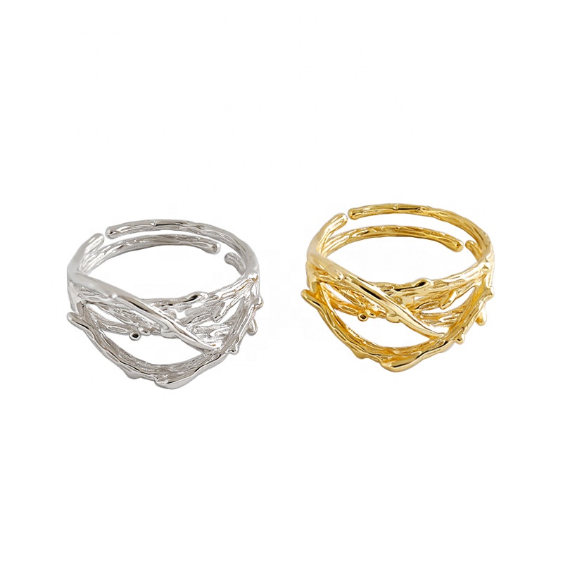 #13 Resizable ring ins style irregular texture ring for woman in 2 colors