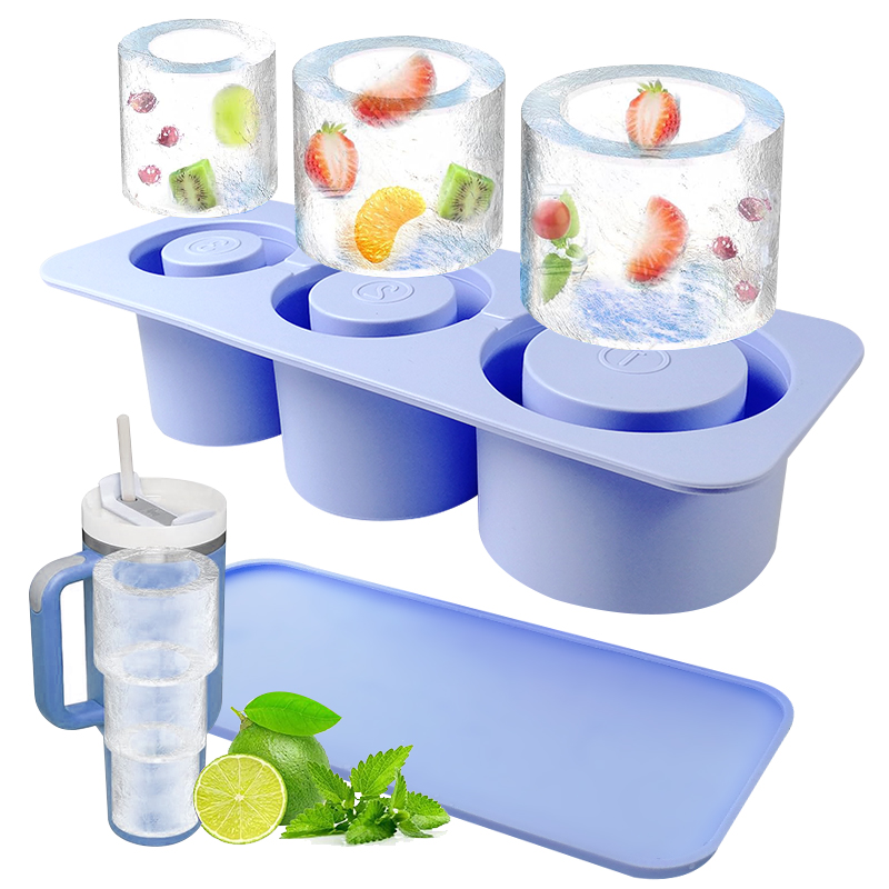 Factory price Reusable Silicone Ice Hollow Cylinder Tray Mold Big Ice Cube Maker Mold For Stanley Beer Cup Accessories