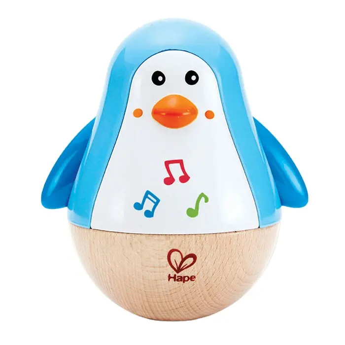 Penguin Musical Wobbler Toddler Musical Instruments Sets Wooden Rhythm Baby Toy For Kids Preschool Educational Wood Toys