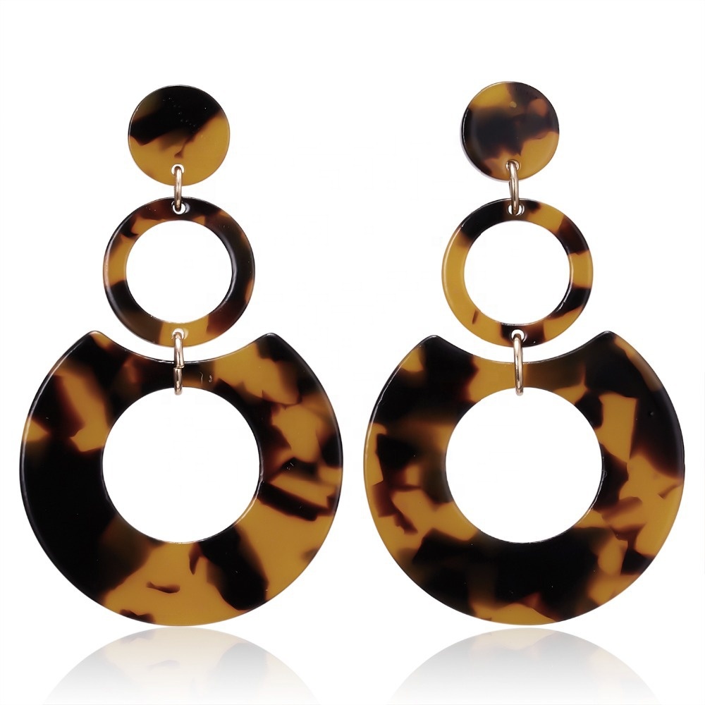 Ziming Tortoise Acetate Geometry Shape Earring Leopard Print Acetic Acid Earring Cracked Shell Earring