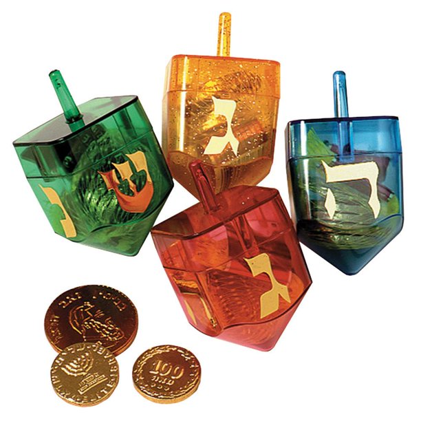 Chanukah пластиковый заполняемый Dreidel OEM индивидуальный Логотип многоразовый Dreidel для hanukka