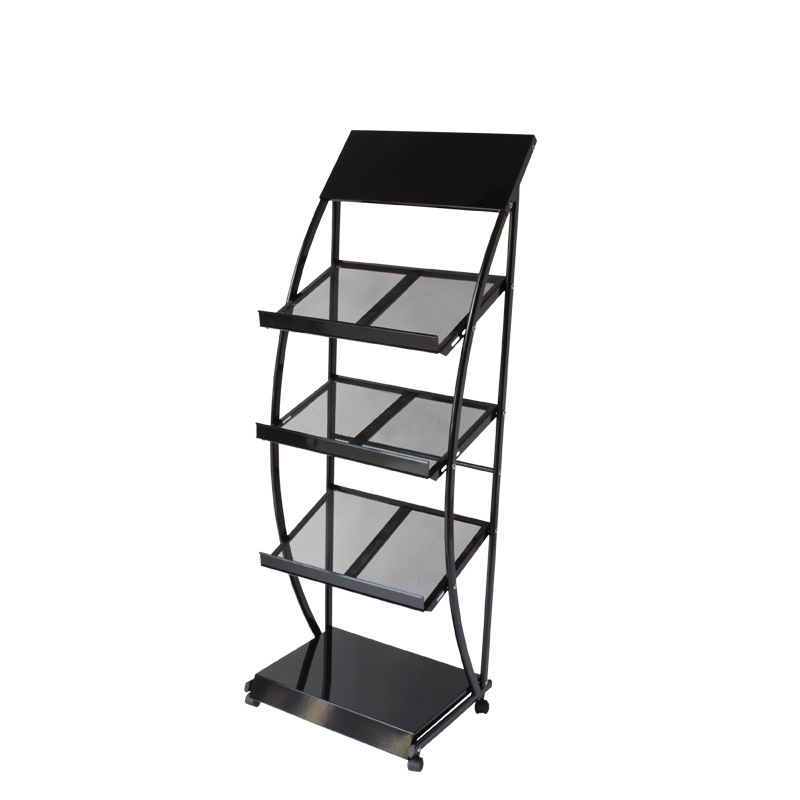 Magazine Brochure Rolling Holder Shelf Newspaper Stand Rolling Rack Display Stand
