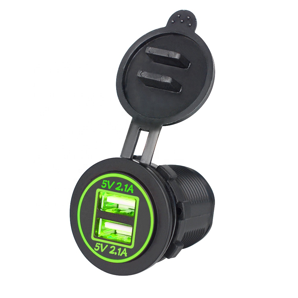 12 V/24 V 22W 4.2A Dual USB морской электрических штепсельных розеток с зеленой светодиодной лампой для морских, RV, лодка, мотоцикл, грузовик