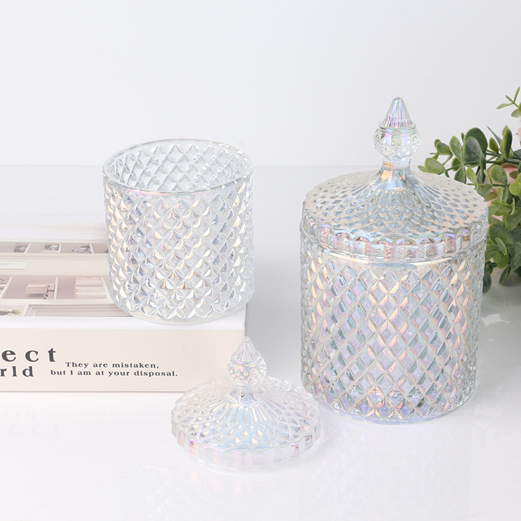 Wholesale Natural Handmade Romantic Candle Holder Ornaments Clear Glass Candle Jar With Lid