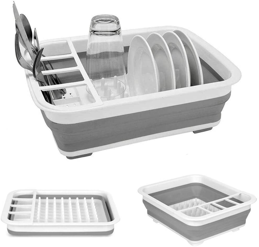 Portable Dish Drainer Dinnerware Organizer Storage Collapsible Dish Drying Rack