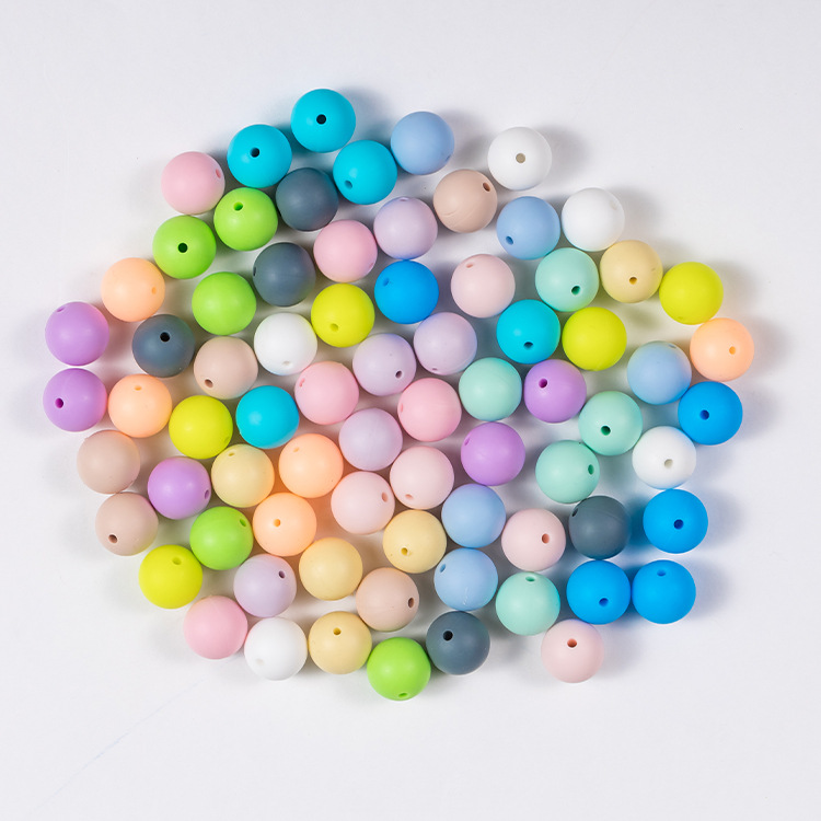 Silicone Beads 15mm Baby Teething Beads Baby Teether Safe Food Grade Nursing Chewing Round Silicone Beads